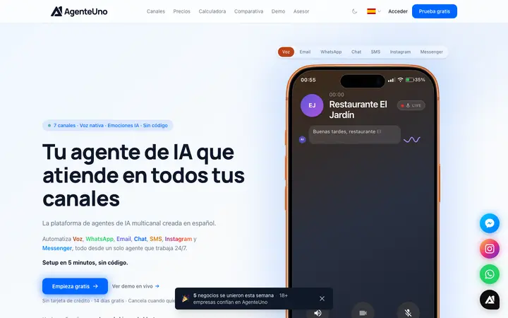 Captura de la interfaz de AgenteUno