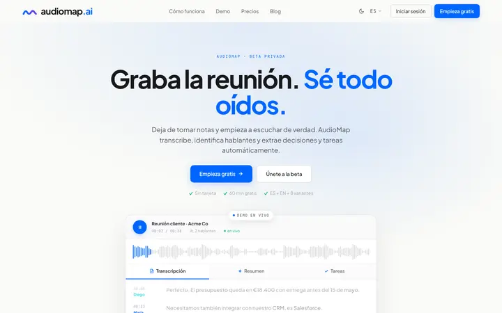 Captura de la interfaz de Audiomap